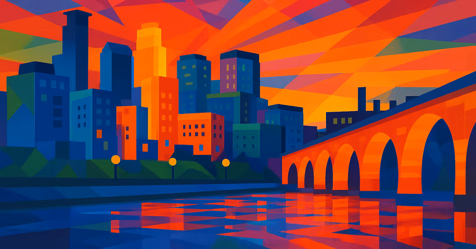 A banner image showing the skyline with the Stone Arch Bridge